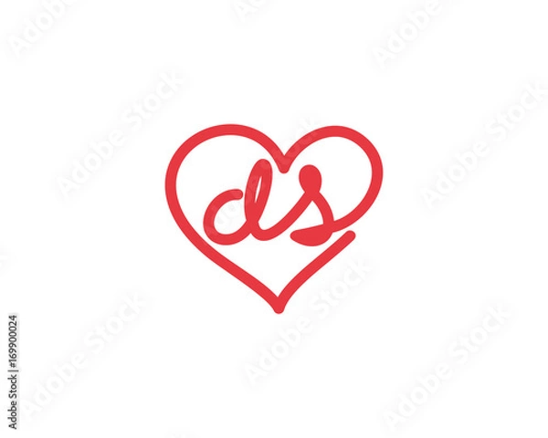 Fototapeta Lowercase letter ds and heart 1