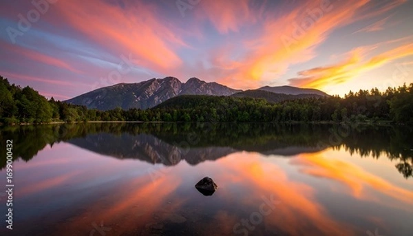 Obraz Serene lake at sunset