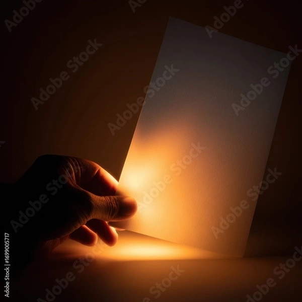 Fototapeta Paper Mockup with Flame Light from Below – Realistic Poster and Flyer Presentation