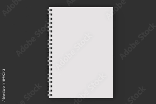 Obraz Opend notebook spiral bound on black background