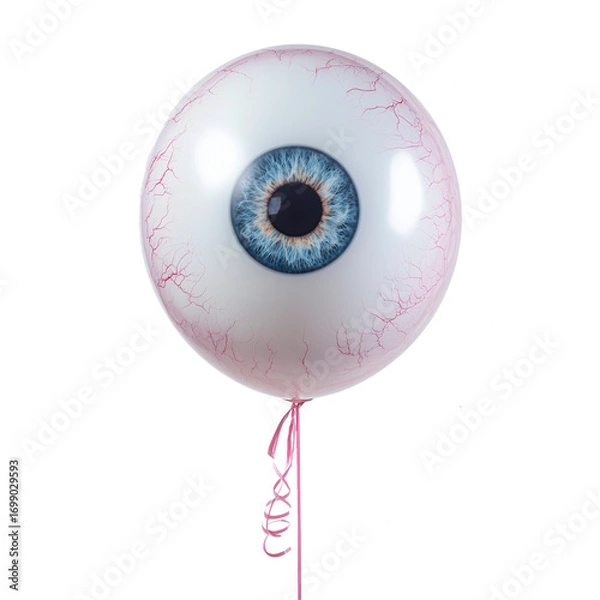 Obraz Creepy eyeball balloon, white background