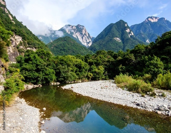 Obraz Serene mountain river valley