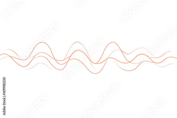 Fototapeta Smooth elegant red waves flowing on transparent background, creating dynamic and vibrant visual effect