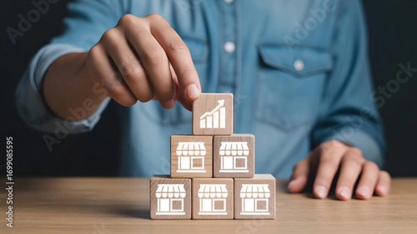 Fototapeta Franchise expansion strategy with growth forecast for small business owners