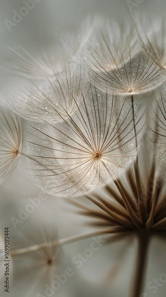 Obraz Close-up of dandelion seed heads, delicate and airy