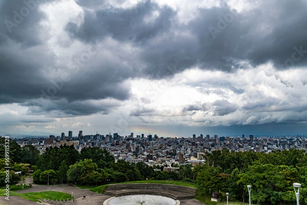 Fototapeta 大雨の札幌