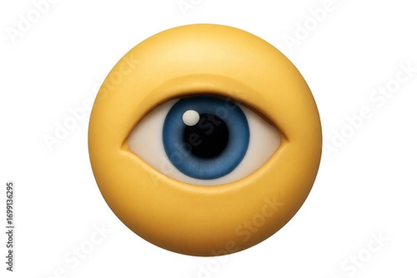 Fototapeta 3d-rendered oversized blue eye intently gazing, transparent backdrop highlighting piercing visual intensity and mysterious scrutiny