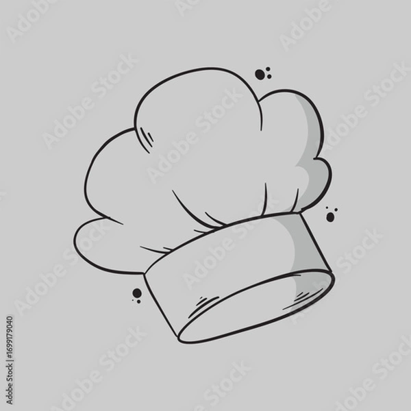 Fototapeta Simple black and white illustration of a chef's hat.