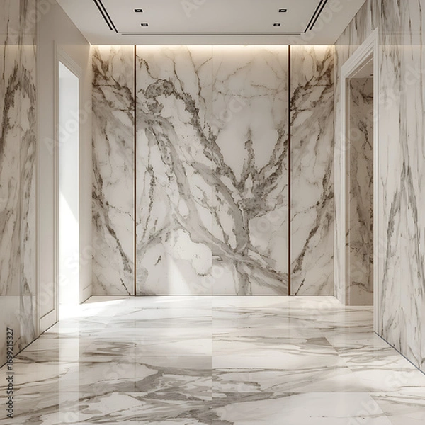 Fototapeta This is a description of a premium photo featuring an empty room with a marble gradient background.