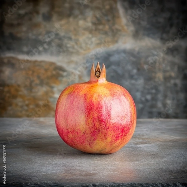 Obraz Fresh Pomegranate Fruit on Slate Surface with Rustic Background