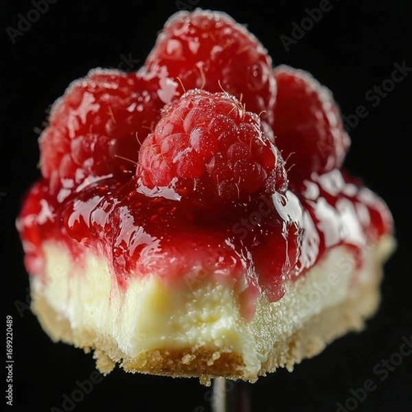 Obraz Delicious Raspberry Cheesecake Dessert with Glossy Berry Topping