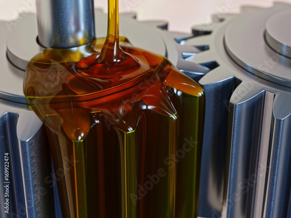 Obraz Pouring Lube on Gearwheels 3d Illustration