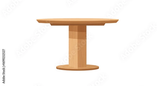 Fototapeta Classic wooden round table with single pedestal design isolated object