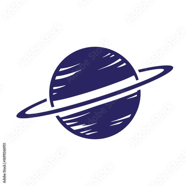 Fototapeta Hand drawn illustration of planet with rings representing space and exploration concepts.