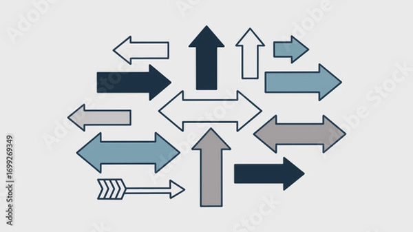 Fototapeta Directional arrows illustration showing various directions and paths forward