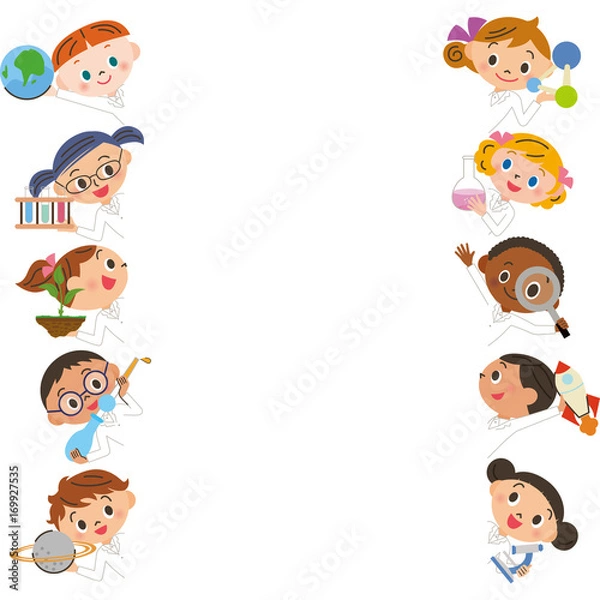 Obraz 理科の学習道具を持つ子供達