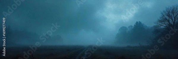Fototapeta Eerie, atmospheric fog rolling over a dark, mysterious landscape Perfect for fantasy, horror, or suspense projects Ideal for backgrounds, overlays, and textures , fog, green