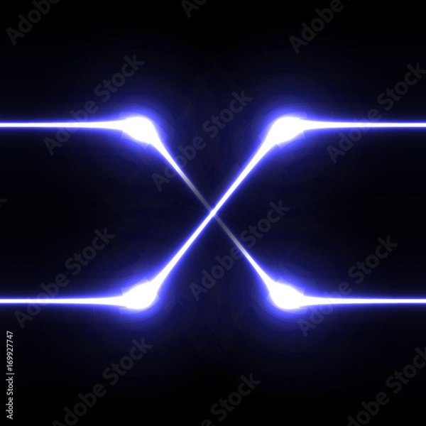 Obraz Laser beam glowing geometric shape. Neon effect vector illustration
