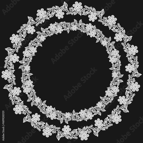 Obraz 花のレース_黒背景

