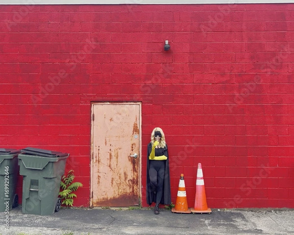 Obraz Super Hero Drinking Coffee at Break Time