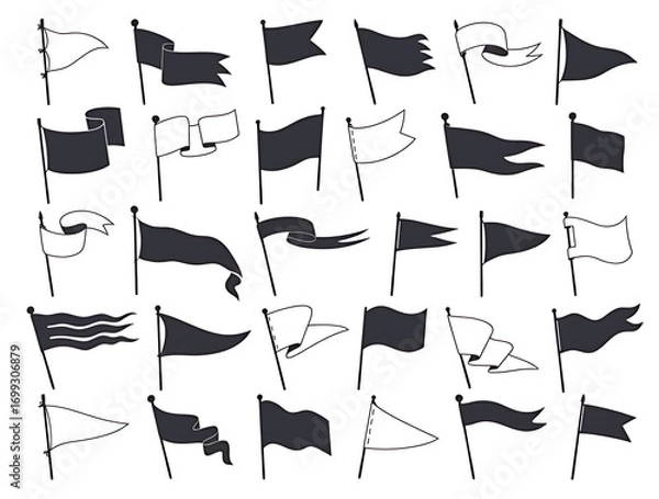 Fototapeta A Comprehensive Collection of Various Flag Styles and Designs Demonstrating Diverse Shapes and Forms for Graphic Design and Illustration Purposes	