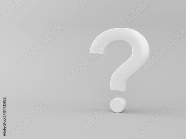 Obraz Question sign on gray background, 3D render