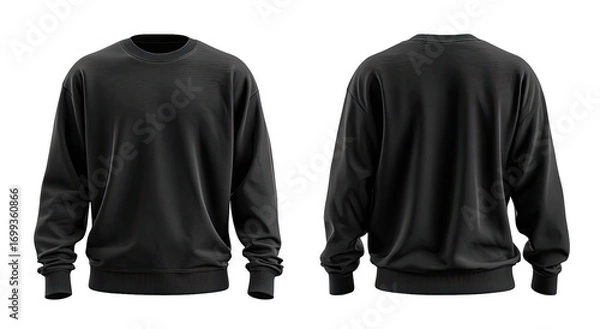 Fototapeta Front and back view of a black sweatshirt