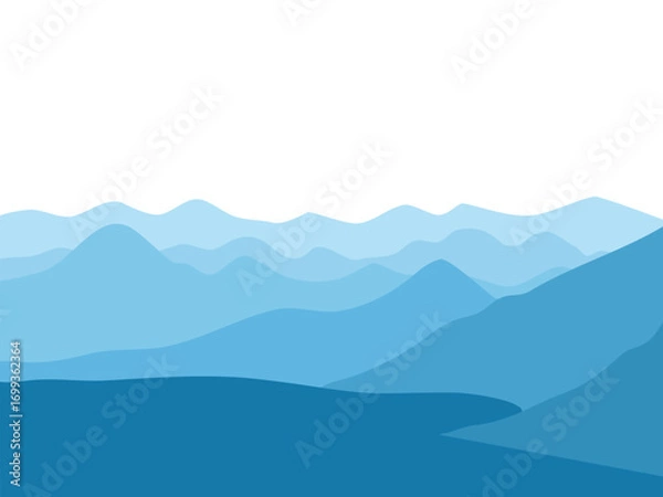 Obraz blue landscape background with ocean and mountain