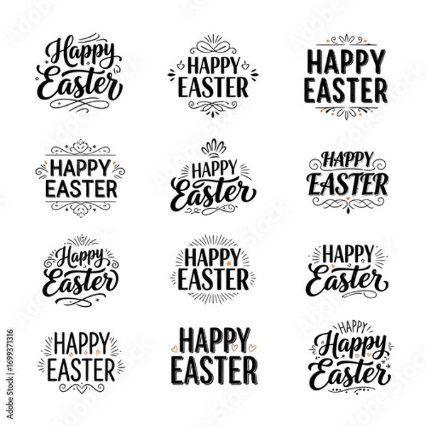 Fototapeta Celebrate spring joy with these charming calligraphy happy Easter designs and festive greetings perfect for cards and decorations