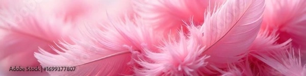 Fototapeta Close-up of soft, fluffy pink feathers, delicate texture, vibrant color, perfect for crafting or design projects ,  vibrant,  spring,  texture