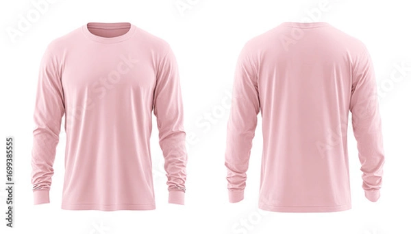 Fototapeta Front and back view of a light pink long-sleeve shirt (2)