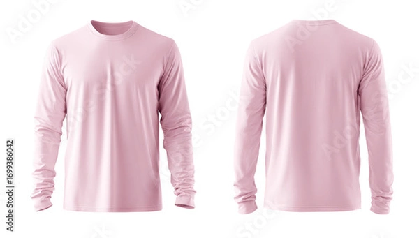 Fototapeta Front and back view of a light pink long-sleeve shirt