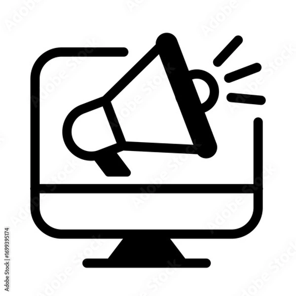 Fototapeta Online Campaign Line Icon of Public Relations Icon Set