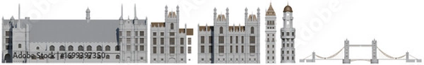 Fototapeta Set of History building with isolated on transparent background. png file, 3d rendering illustration	