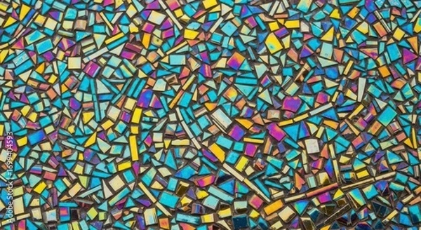 Fototapeta Iridescent Mosaic Tile Art: A Vibrant, Geometric Composition