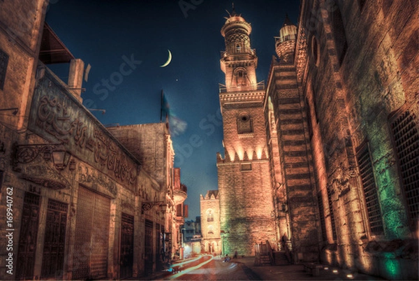 Fototapeta Cairo at night with crescent 