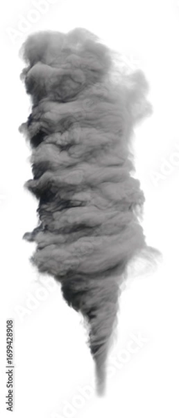 Fototapeta Tornado Storm, Dangerous swirling tornado with cloud and powerful wind with isolated on transparent background. PNG file, 3D rendering