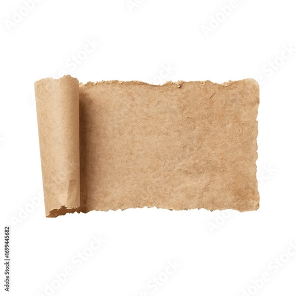 Obraz Torn kraft paper panel with rolled edge (left)