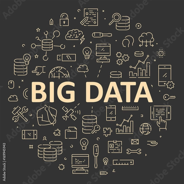 Fototapeta Gold line concept for big data