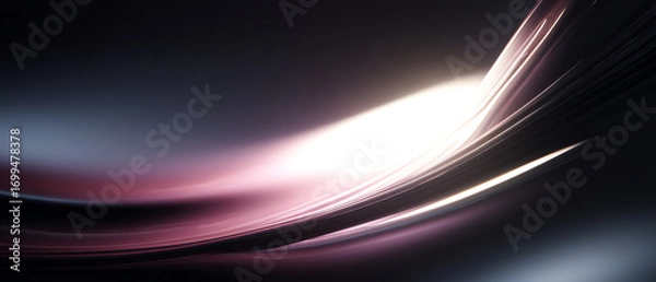 Obraz Smooth flowing abstract curves with glowing light effects in dark tones, creating a futuristic and elegant digital background