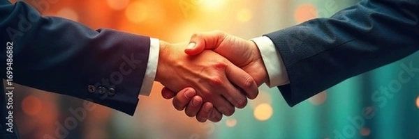 Fototapeta Confident handshake sealing a successful business deal A strong visual representing trust, partnership, and closing a sale Perfect for marketing and sales materials , entrepreneur, confidence