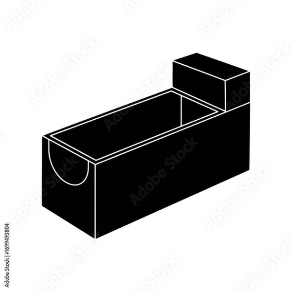 Obraz Black and white illustration of a bathtub with a raised headrest