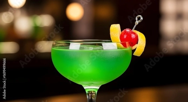 Fototapeta A tangy, citrus-forward cocktail with a vibrant green hue.