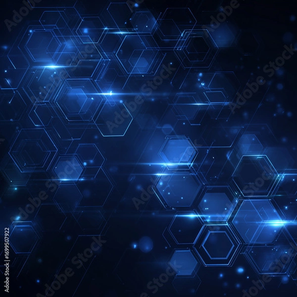 Fototapeta Abstract blue technology futuristic hexagon geometric design modern background vector
