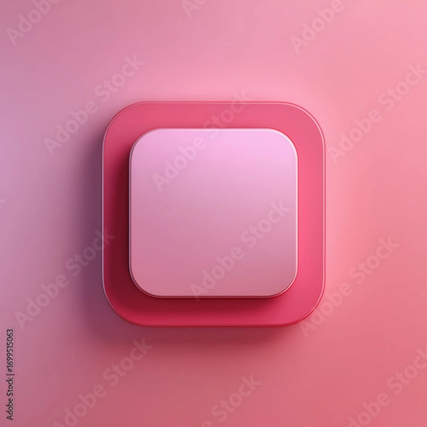 Fototapeta Minimalist Background with Embossed 3D Shape. Pink Gradient Surface with Raised Square. 3D Render.