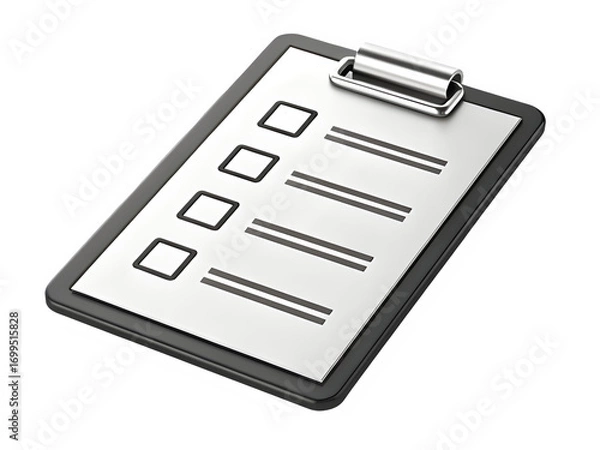 Fototapeta Checklist 3d Icon Illustration isolated on transparent background.