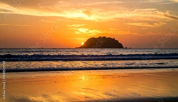 Obraz Golden sunset at beach view