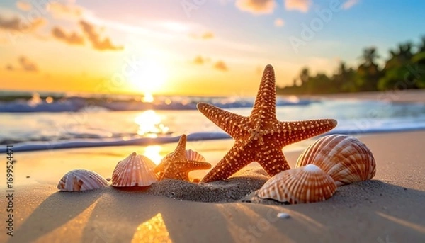 Obraz Starfish rest on sandy shore