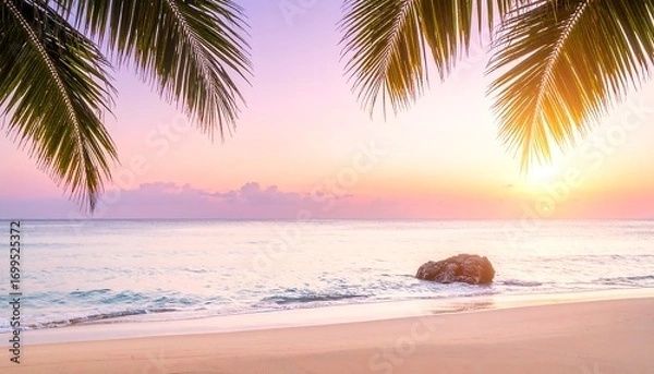 Obraz Sunset beach with palms