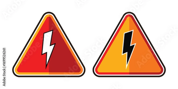 Fototapeta warning signs with lightning or electricity symbols